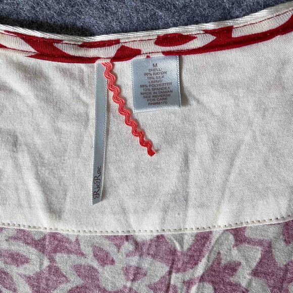 Ric Rac Anthropologie Womens Stellaflora Dress Red White Floral Silk Blend Sze M - Picture 6 of 9